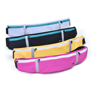 Geantă talie sport din Nylon Lycra, fermoar, unisex, stil coreean cu buzunare multiple, model YBFF-20007-3, dimensiuni 400×100 mm