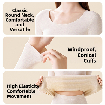 Унисекс термален комплект за горно и долно облекло – полиестер-кашмир-силк смес, екстра дебелина 301–350 g/m², солиден цвят, кръгло деколте, дълги ръкави