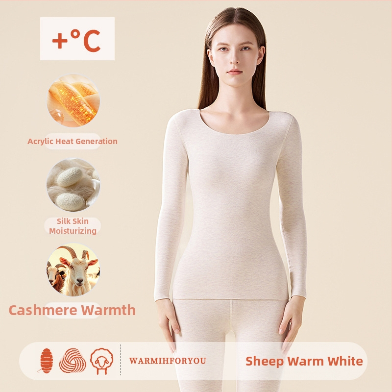 Унисекс термален комплект за горно и долно облекло – полиестер-кашмир-силк смес, екстра дебелина 301–350 g/m², солиден цвят, кръгло деколте, дълги ръкави