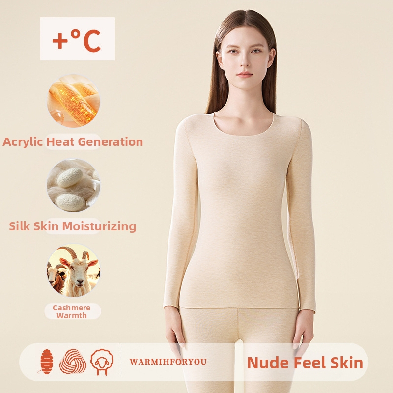 Унисекс термален комплект за горно и долно облекло – полиестер-кашмир-силк смес, екстра дебелина 301–350 g/m², солиден цвят, кръгло деколте, дълги ръкави