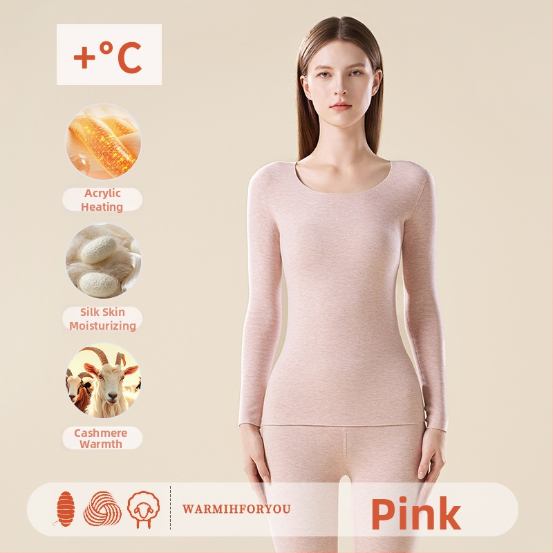 Унисекс термален комплект за горно и долно облекло – полиестер-кашмир-силк смес, екстра дебелина 301–350 g/m², солиден цвят, кръгло деколте, дълги ръкави