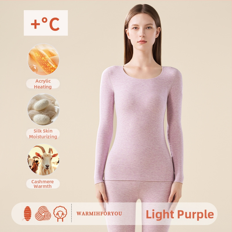 Унисекс термален комплект за горно и долно облекло – полиестер-кашмир-силк смес, екстра дебелина 301–350 g/m², солиден цвят, кръгло деколте, дълги ръкави