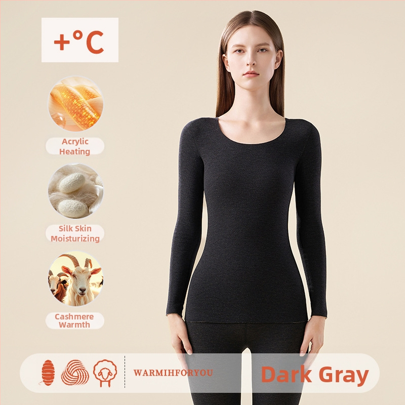 Унисекс термален комплект за горно и долно облекло – полиестер-кашмир-силк смес, екстра дебелина 301–350 g/m², солиден цвят, кръгло деколте, дълги ръкави