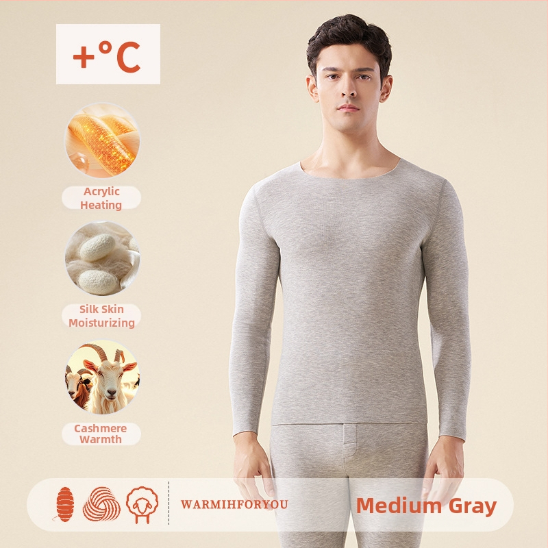 Унисекс термален комплект за горно и долно облекло – полиестер-кашмир-силк смес, екстра дебелина 301–350 g/m², солиден цвят, кръгло деколте, дълги ръкави