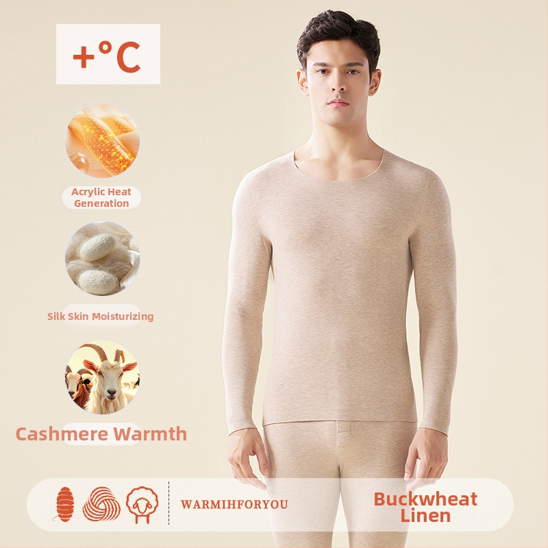 Унисекс термален комплект за горно и долно облекло – полиестер-кашмир-силк смес, екстра дебелина 301–350 g/m², солиден цвят, кръгло деколте, дълги ръкави