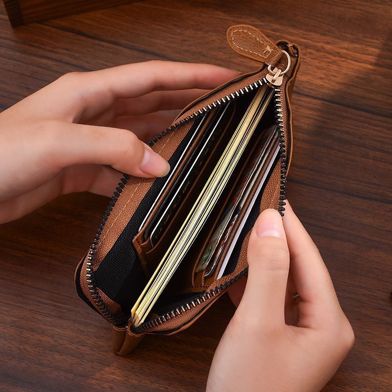 Portofel bărbăteasc retro, lung, textură PU, culoare uni, geantă ultra-subțire pentru telefon cu fermoar, căptușeală din piele sintetică