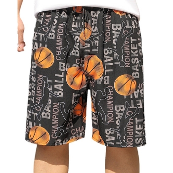 Ανδρικά παντελόνια παραλίας — χαλαρή γραμμή, Ice Silk γρήγορο στέγνωμα, μίγμα πολυεστέρα με σχέδιο ριγέ και μικρά λουλούδια