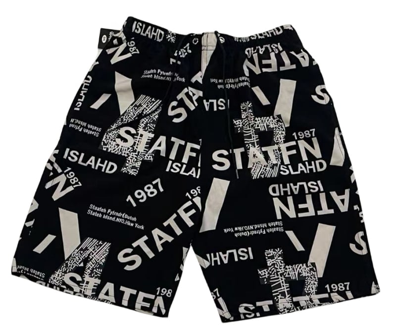 Ανδρικά παντελόνια παραλίας — χαλαρή γραμμή, Ice Silk γρήγορο στέγνωμα, μίγμα πολυεστέρα με σχέδιο ριγέ και μικρά λουλούδια