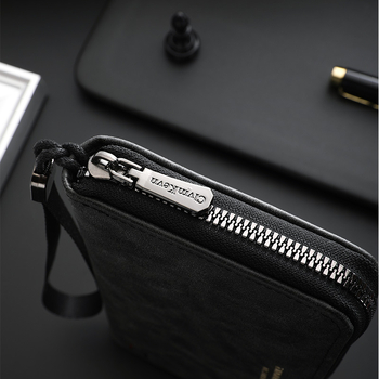 Portofel masculin lung cu mai multe compartimente pentru carduri (Material: PU; Funcție: ultra-ușor, rezistent; Captuseală: piele sintetică; Brand: CLVMKEVN; Categorie: geantă clutch pentru bărbați)