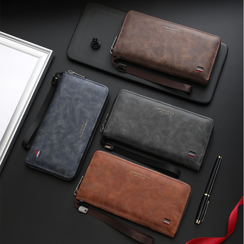 Portofel masculin lung cu mai multe compartimente pentru carduri (Material: PU; Funcție: ultra-ușor, rezistent; Captuseală: piele sintetică; Brand: CLVMKEVN; Categorie: geantă clutch pentru bărbați)