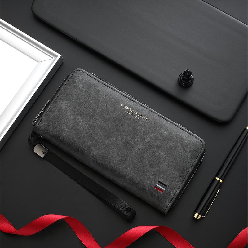 Portofel masculin lung cu mai multe compartimente pentru carduri (Material: PU; Funcție: ultra-ușor, rezistent; Captuseală: piele sintetică; Brand: CLVMKEVN; Categorie: geantă clutch pentru bărbați)