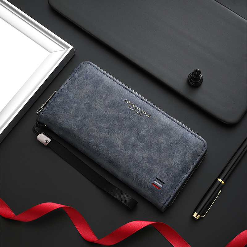 Portofel masculin lung cu mai multe compartimente pentru carduri (Material: PU; Funcție: ultra-ușor, rezistent; Captuseală: piele sintetică; Brand: CLVMKEVN; Categorie: geantă clutch pentru bărbați)