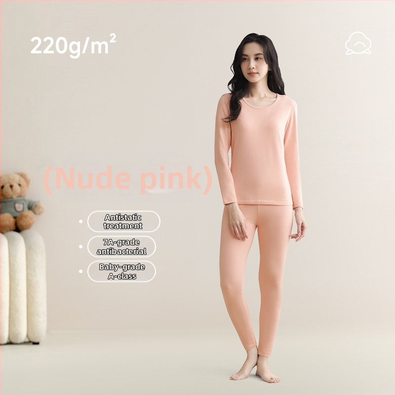 Unisex set toplog donjeg rublja od čistog pamuka, 201-250 g/m², okrugli izrez, dugi rukavi i dugi hlače, antistatijski i antibakterijski