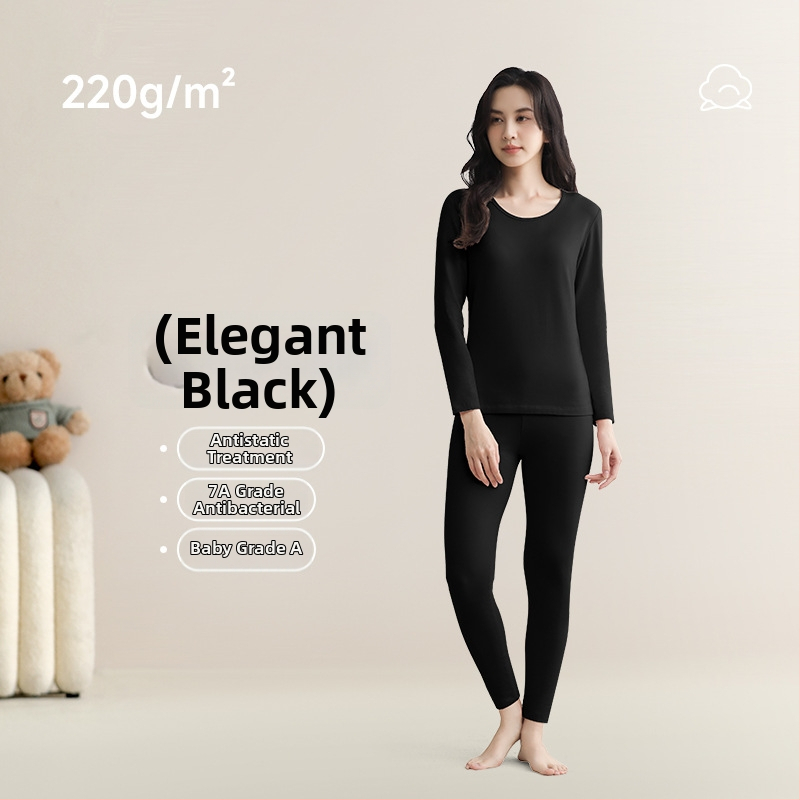 Unisex set toplog donjeg rublja od čistog pamuka, 201-250 g/m², okrugli izrez, dugi rukavi i dugi hlače, antistatijski i antibakterijski