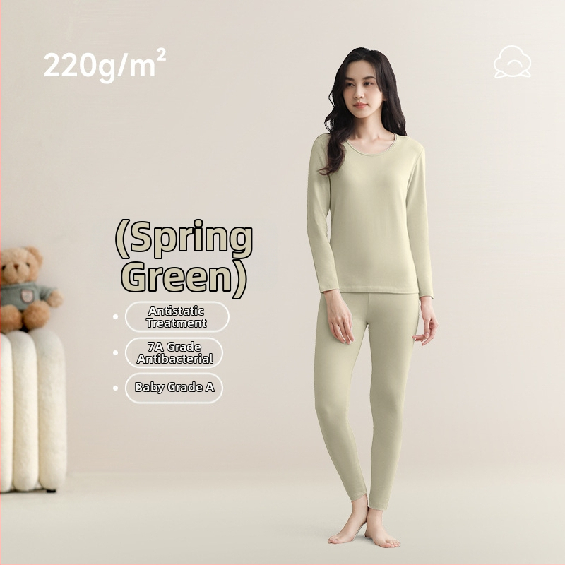 Unisex set toplog donjeg rublja od čistog pamuka, 201-250 g/m², okrugli izrez, dugi rukavi i dugi hlače, antistatijski i antibakterijski