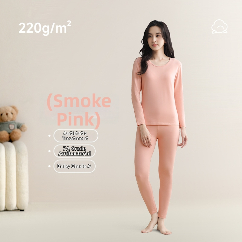 Unisex set toplog donjeg rublja od čistog pamuka, 201-250 g/m², okrugli izrez, dugi rukavi i dugi hlače, antistatijski i antibakterijski