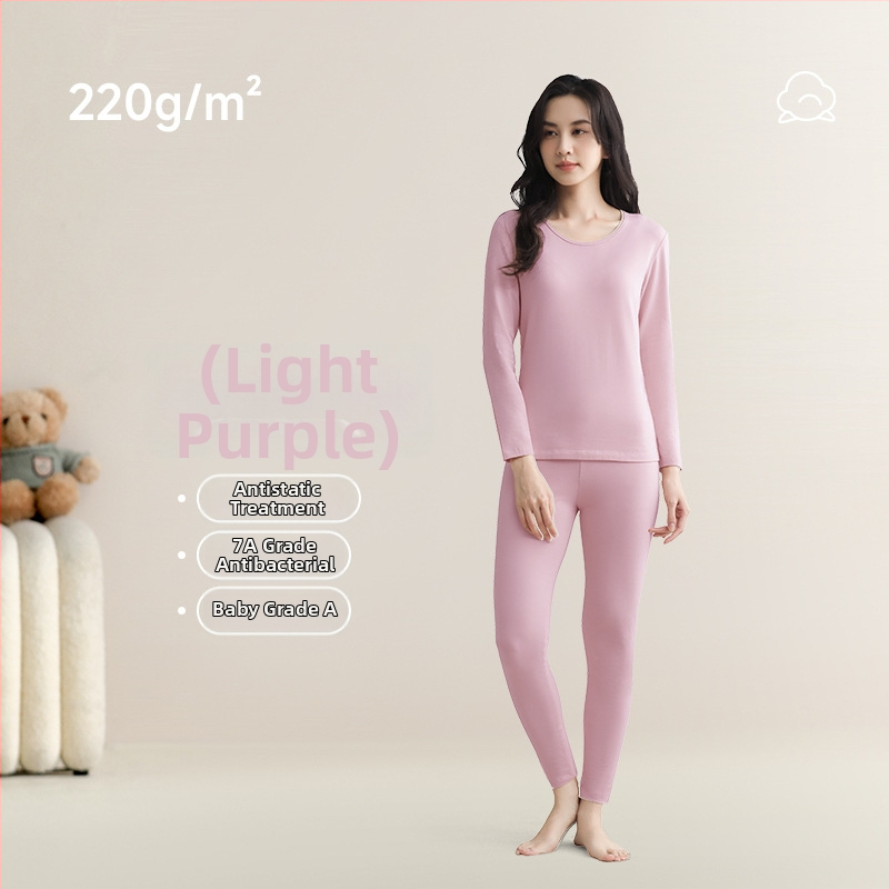 Unisex set toplog donjeg rublja od čistog pamuka, 201-250 g/m², okrugli izrez, dugi rukavi i dugi hlače, antistatijski i antibakterijski