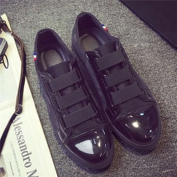 Мъжки обувки в корейски стил, средно високи канвасови обувки, дишаща памучна горна част, каучукова подметка, кожена носна част