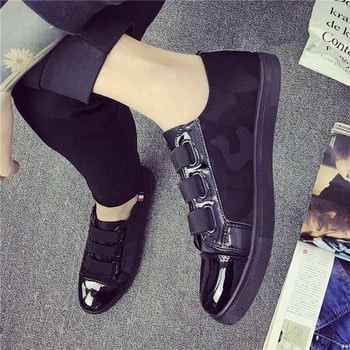 Мъжки обувки в корейски стил, средно високи канвасови обувки, дишаща памучна горна част, каучукова подметка, кожена носна част