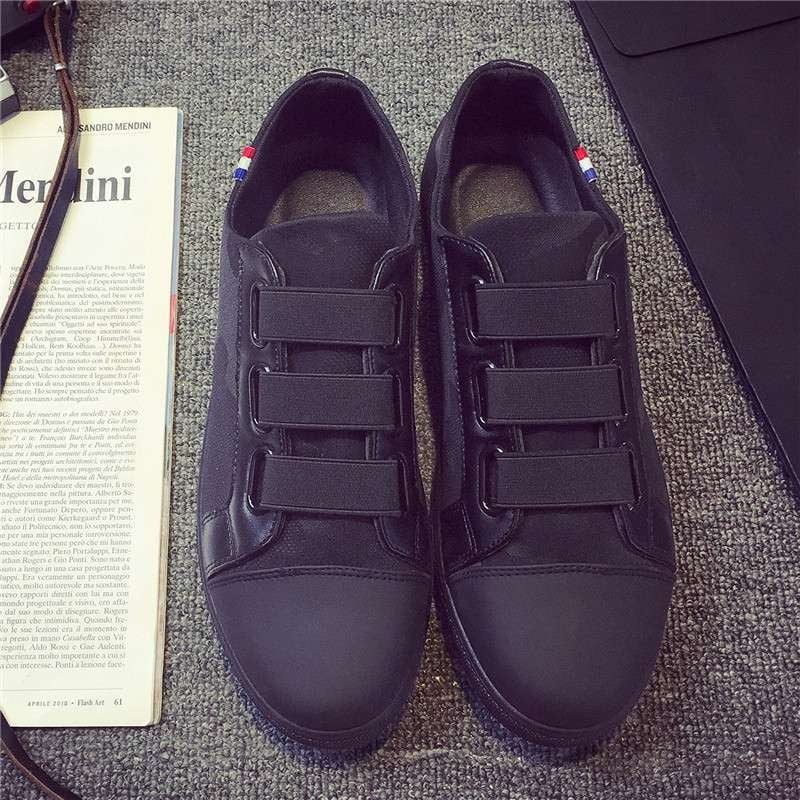 Мъжки обувки в корейски стил, средно високи канвасови обувки, дишаща памучна горна част, каучукова подметка, кожена носна част