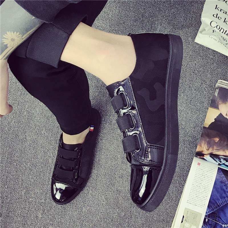 Мъжки обувки в корейски стил, средно високи канвасови обувки, дишаща памучна горна част, каучукова подметка, кожена носна част