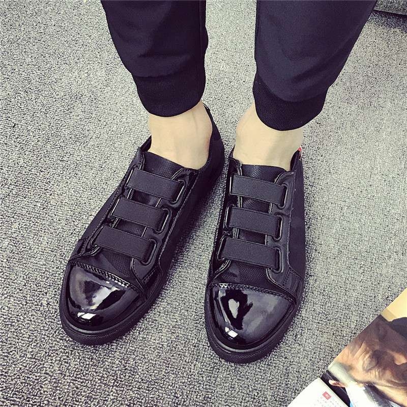 Мъжки обувки в корейски стил, средно високи канвасови обувки, дишаща памучна горна част, каучукова подметка, кожена носна част