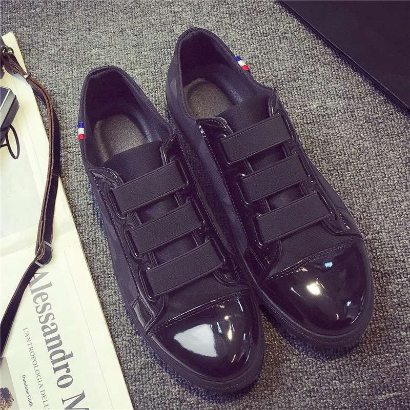 Мъжки обувки в корейски стил, средно високи канвасови обувки, дишаща памучна горна част, каучукова подметка, кожена носна част