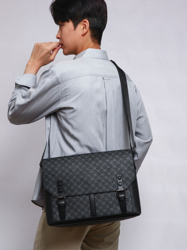 Muška crossbody torbica, karirani uzorak, PU, vodootporna, protiv krađe, otporna na udarce