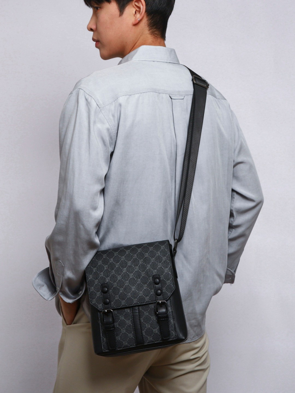 Muška crossbody torbica, karirani uzorak, PU, vodootporna, protiv krađe, otporna na udarce