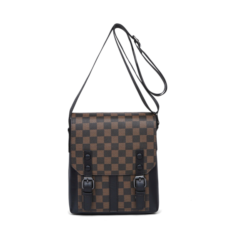 Muška crossbody torbica, karirani uzorak, PU, vodootporna, protiv krađe, otporna na udarce