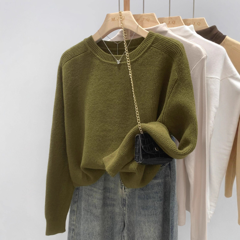 Pulover damă în stil japonez, cu glugă, guler rotund, tricot subțire, lungime scurtă, croială lejeră, culoare uni, material acril/nailon