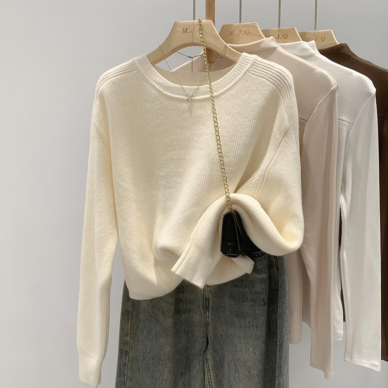 Pulover damă în stil japonez, cu glugă, guler rotund, tricot subțire, lungime scurtă, croială lejeră, culoare uni, material acril/nailon