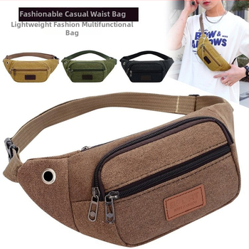 Muška torba za pojas - platno, prozračna, podstava poliester (Materijal: platno; Funkcija: prozračna; Podstava: poliester)
