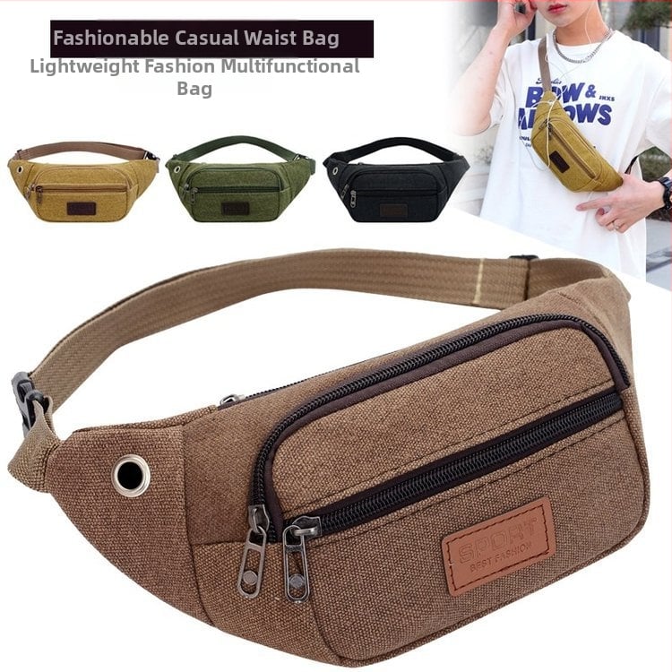 Muška torba za pojas - platno, prozračna, podstava poliester (Materijal: platno; Funkcija: prozračna; Podstava: poliester)