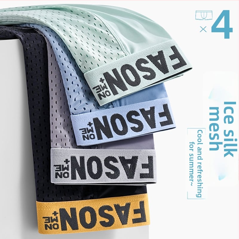 Férfi jégselyem boxerok, lélegzőek, gyorsan száradó, antibakteriális, kötött anyag