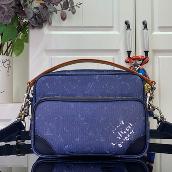 Muška torba od prave kože, crossbody, gradski stil, graffiti uzorak, podstava od najlona, vodootporna