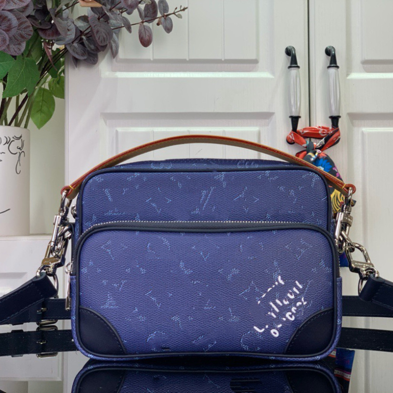 Muška torba od prave kože, crossbody, gradski stil, graffiti uzorak, podstava od najlona, vodootporna