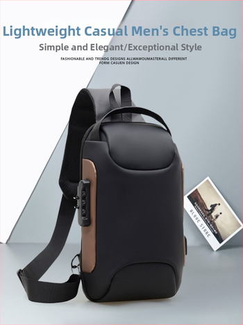 Muška torba za prsa za outdoor športove, vodootporna, otporna na habanje, Filmski materijal, podstava od poliestera, jesen 2025