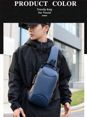 Muška torba za prsa za outdoor športove, vodootporna, otporna na habanje, Filmski materijal, podstava od poliestera, jesen 2025
