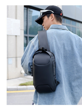 Muška torba za prsa za outdoor športove, vodootporna, otporna na habanje, Filmski materijal, podstava od poliestera, jesen 2025