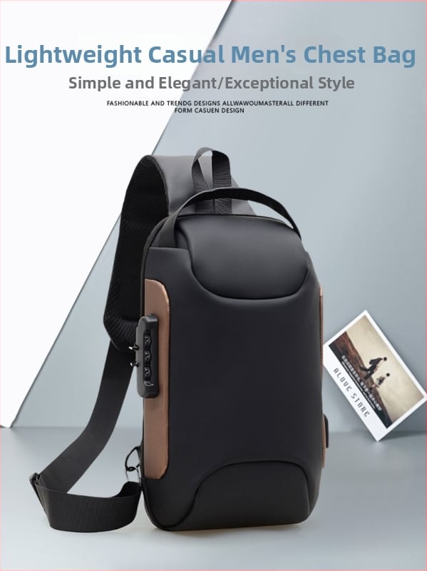 Muška torba za prsa za outdoor športove, vodootporna, otporna na habanje, Filmski materijal, podstava od poliestera, jesen 2025