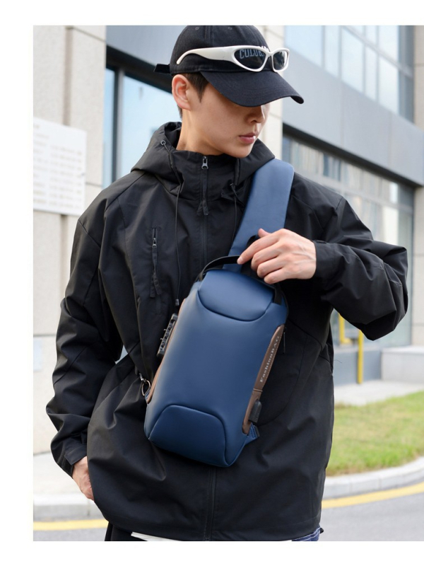 Muška torba za prsa za outdoor športove, vodootporna, otporna na habanje, Filmski materijal, podstava od poliestera, jesen 2025