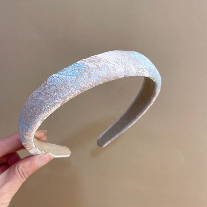 Ръчно изработен комплект аксесоари за коса: жакардова тъкан, включва щипка за коса с панделка и лента за глава; нов китайски стил, висока еластичност
