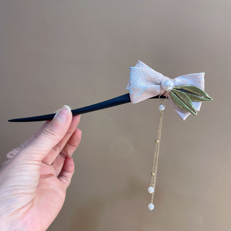 Ръчно изработен комплект аксесоари за коса: жакардова тъкан, включва щипка за коса с панделка и лента за глава; нов китайски стил, висока еластичност