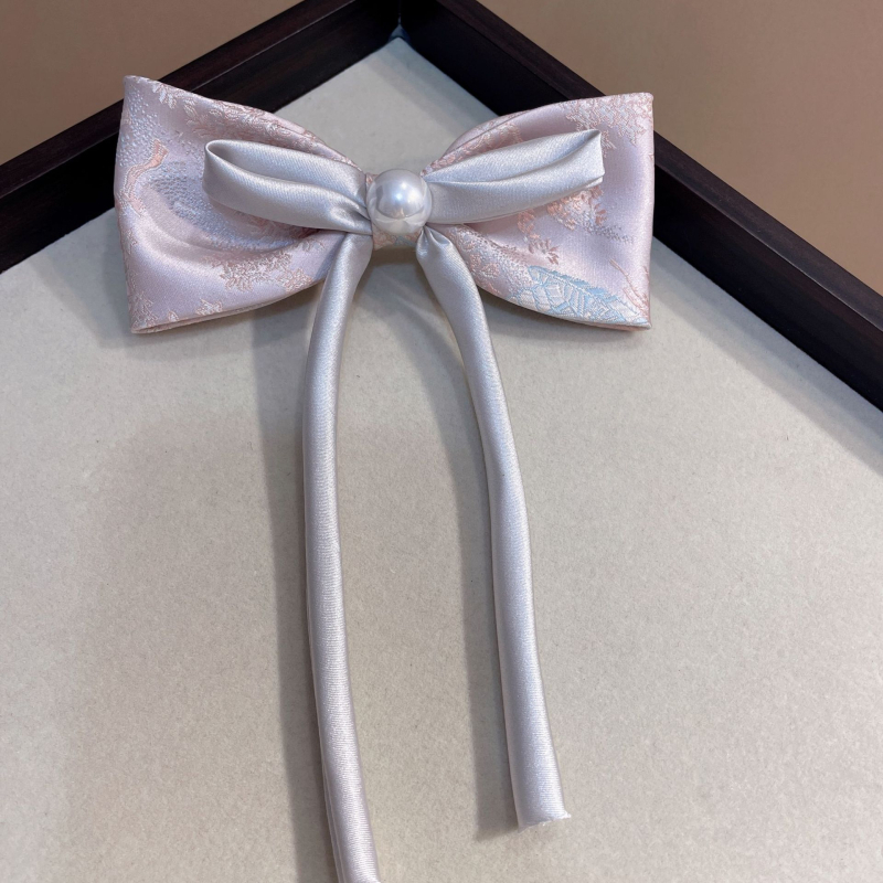 Ръчно изработен комплект аксесоари за коса: жакардова тъкан, включва щипка за коса с панделка и лента за глава; нов китайски стил, висока еластичност