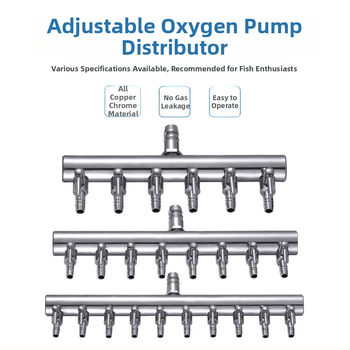 Rozsdamentes acélból készült akváriumi oxigénszelep elosztó független kapcsolóval, szabályzó szeleppel az oxigéncsőhöz, súly 48–279 g