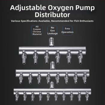 Rozsdamentes acélból készült akváriumi oxigénszelep elosztó független kapcsolóval, szabályzó szeleppel az oxigéncsőhöz, súly 48–279 g