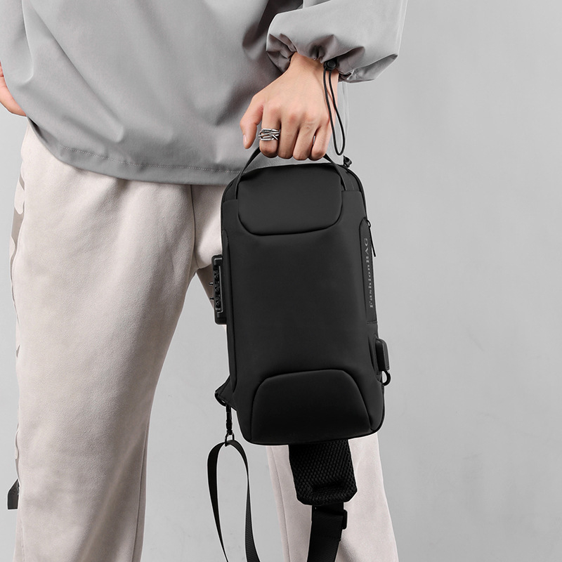 Muška torba za prsa - najlon, protivkrađa, gradski minimalistički stil, jednobojni uzorak, Meitu