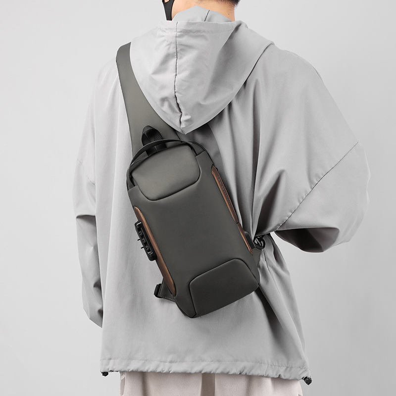 Muška torba za prsa - najlon, protivkrađa, gradski minimalistički stil, jednobojni uzorak, Meitu