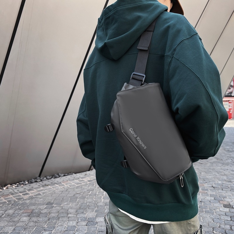 Muška crossbody torba s uličnim stilom, od Oxford platna, dizajn za smanjenje opterećenja, podstava od poliestera, jednodobni uzorak.